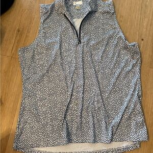 Women's Sleeveless Zip-Up Top - Blue Pattern